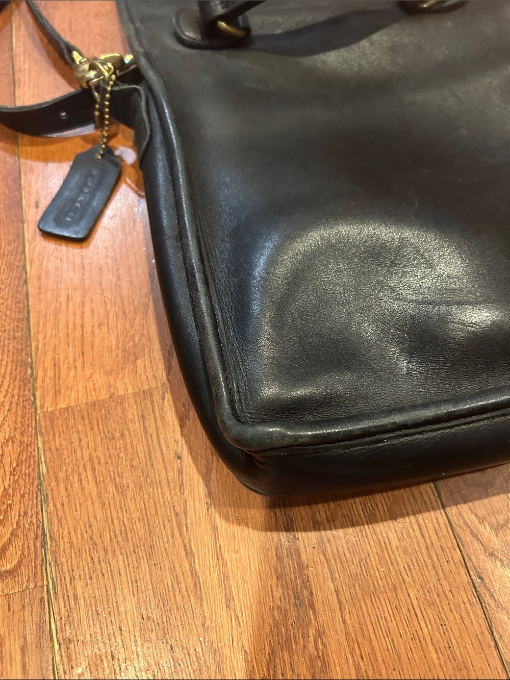 Vintage Coach Station Bag Black Leather Crossbody Messenger Bag - Picture 5 of 14